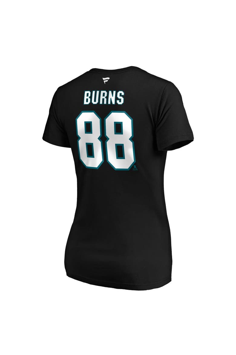 Women's Fanatics Branded Brent Burns Black San Jose Sharks Authentic Stack Name & Number V-Neck T-Shirt, Alternate, color, Black
