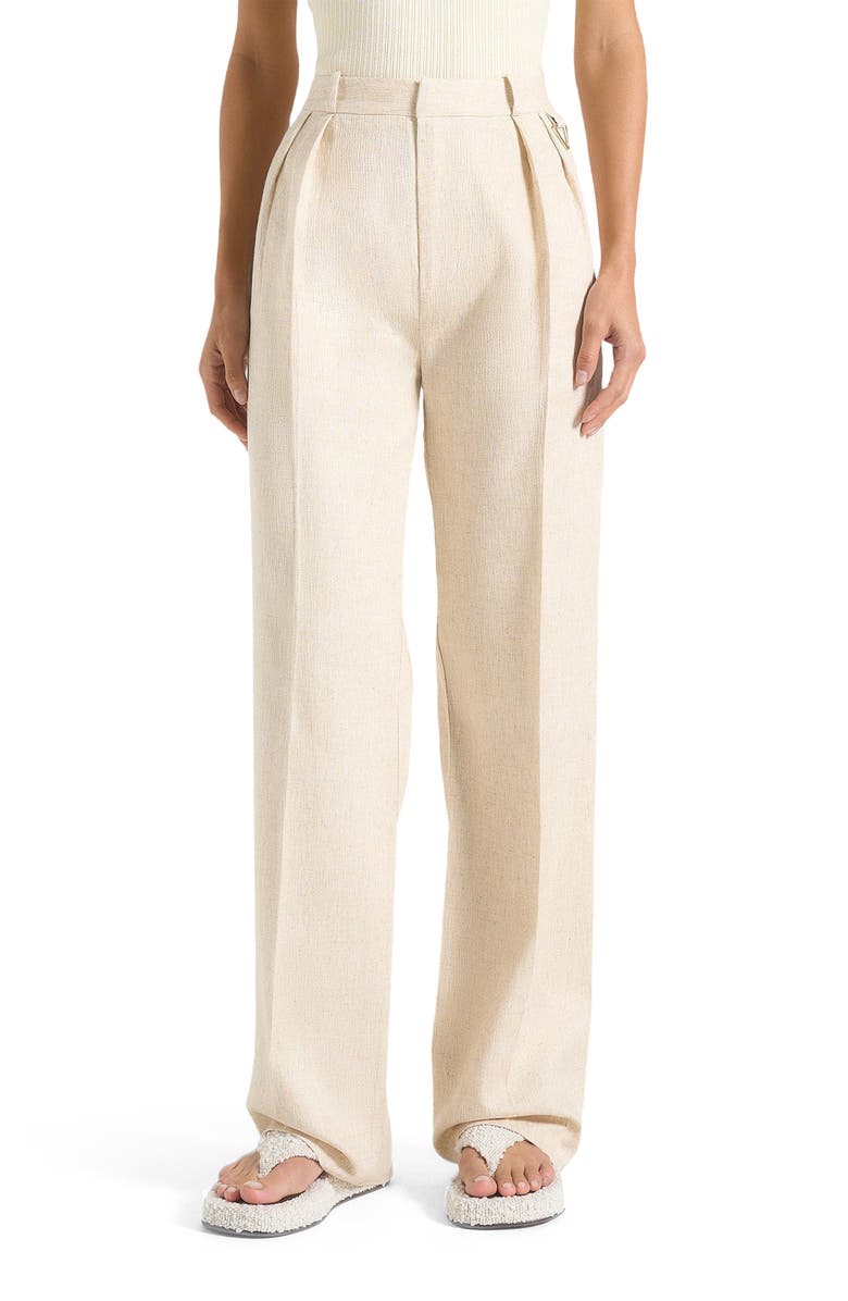 Manière De Voir Julie Linen Twin Pleat Trousers, Alternate, color, Natural