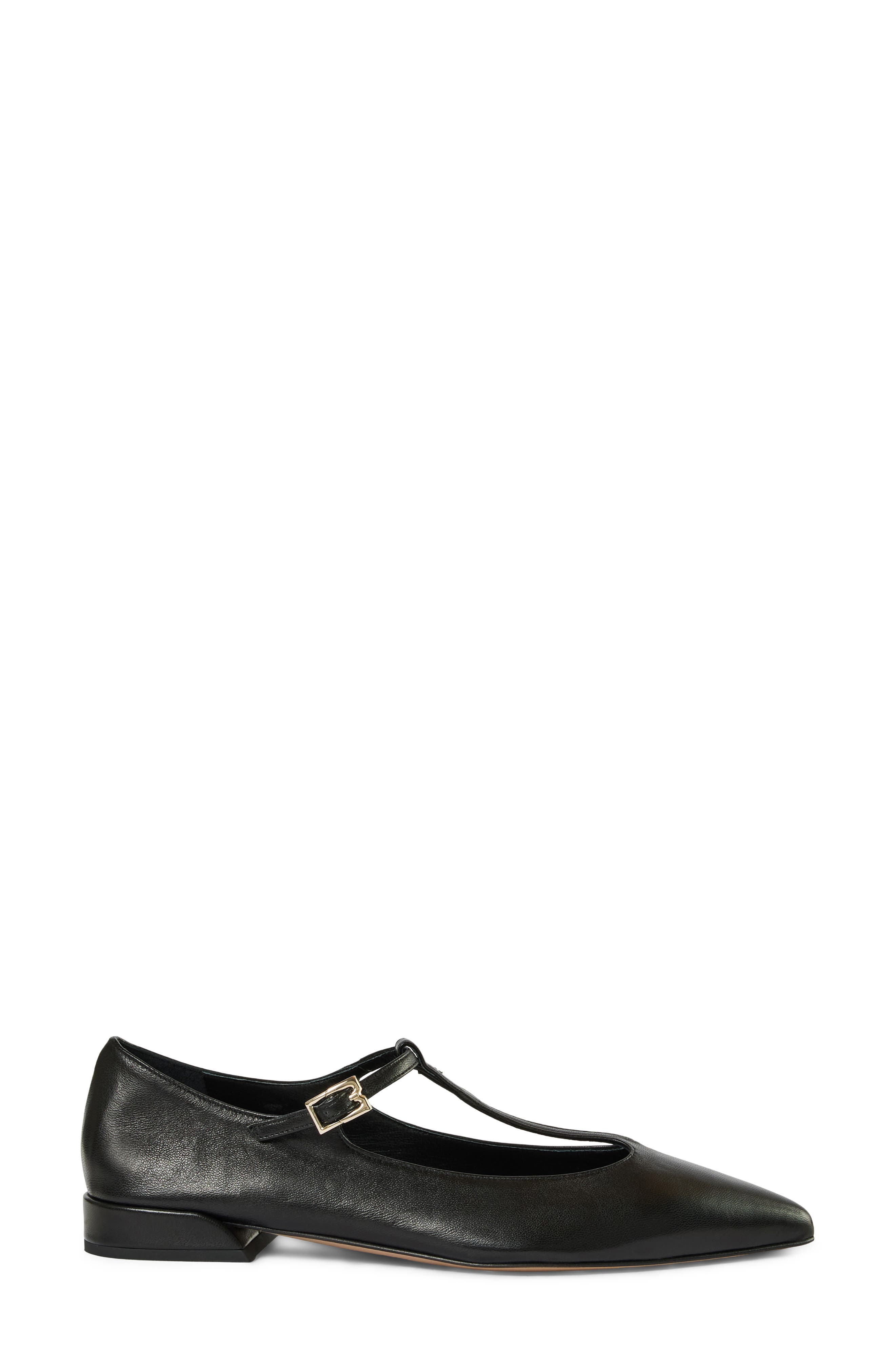 Jianna Leather T-Strap Mary Jane Flat, Alternate, color, BLACK
