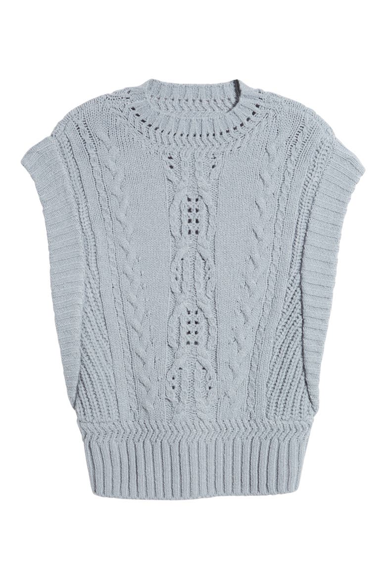 Cable Stitch Sweater, Alternate, color, HEATHER GREY