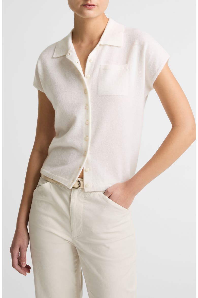 Cashmere & Silk Button-Up Sweater, Main, color, OFF WHITE
