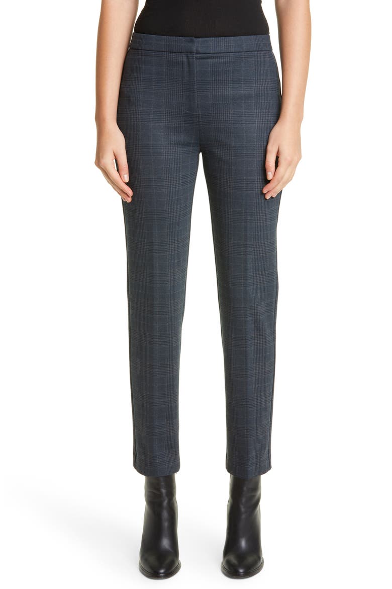 Lisa Plaid Ankle Pants, Main, color, NAVY