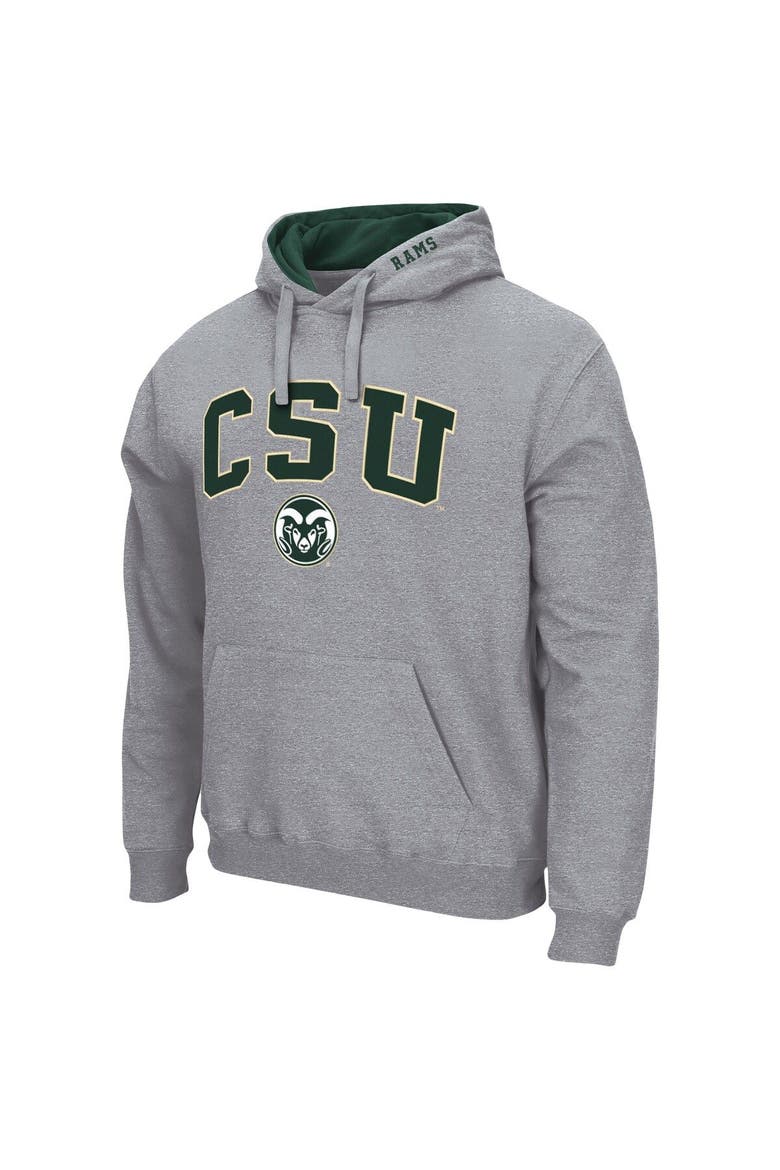 Men's Colosseum Heathered Gray Colorado State Rams Arch and Logo Pullover Hoodie, Alternate, color, Heather Gray