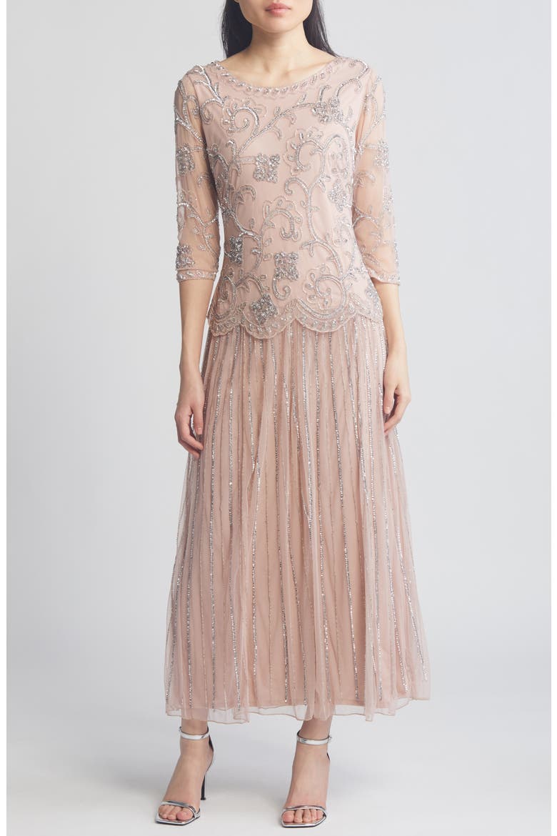 Beaded Chiffon Gown, Main, color, LILAC 531
