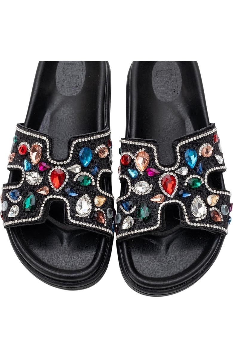 Forever & Always Shoes Denilla Leather Embellished Slide Sandal, Alternate, color,
