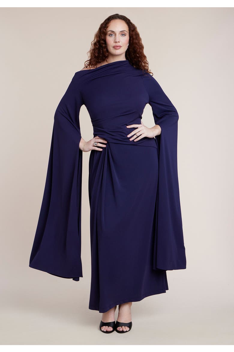 Cape Sleeve Draped Dress, Main, color, ECLIPSE