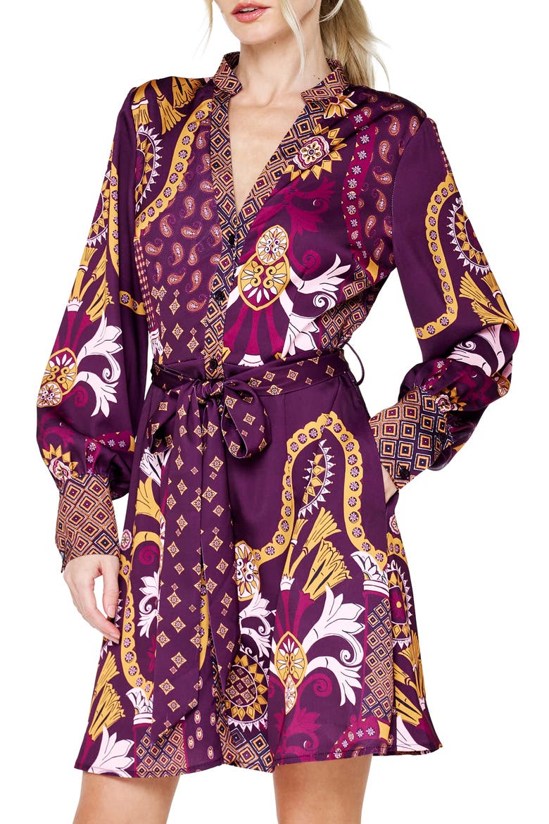 Antonella Print Long Sleeve Dress, Alternate, color, BERRY MULTI