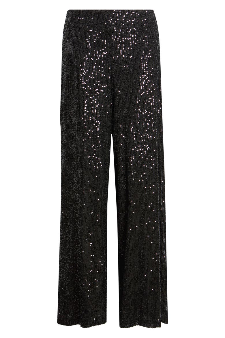 Sequin Wide Leg Pants, Main, color, BLACK