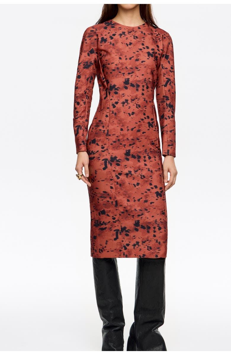 Bimba y Lola Lynx Zip Fitted Maxi Dress, Main, color, Lynx Brown