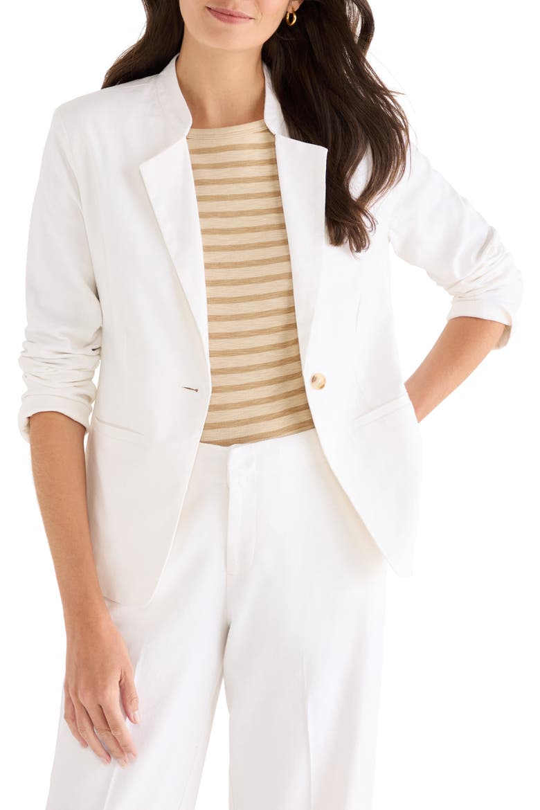 Eva Linen Blend Blazer, Main, color, MILK WHITE