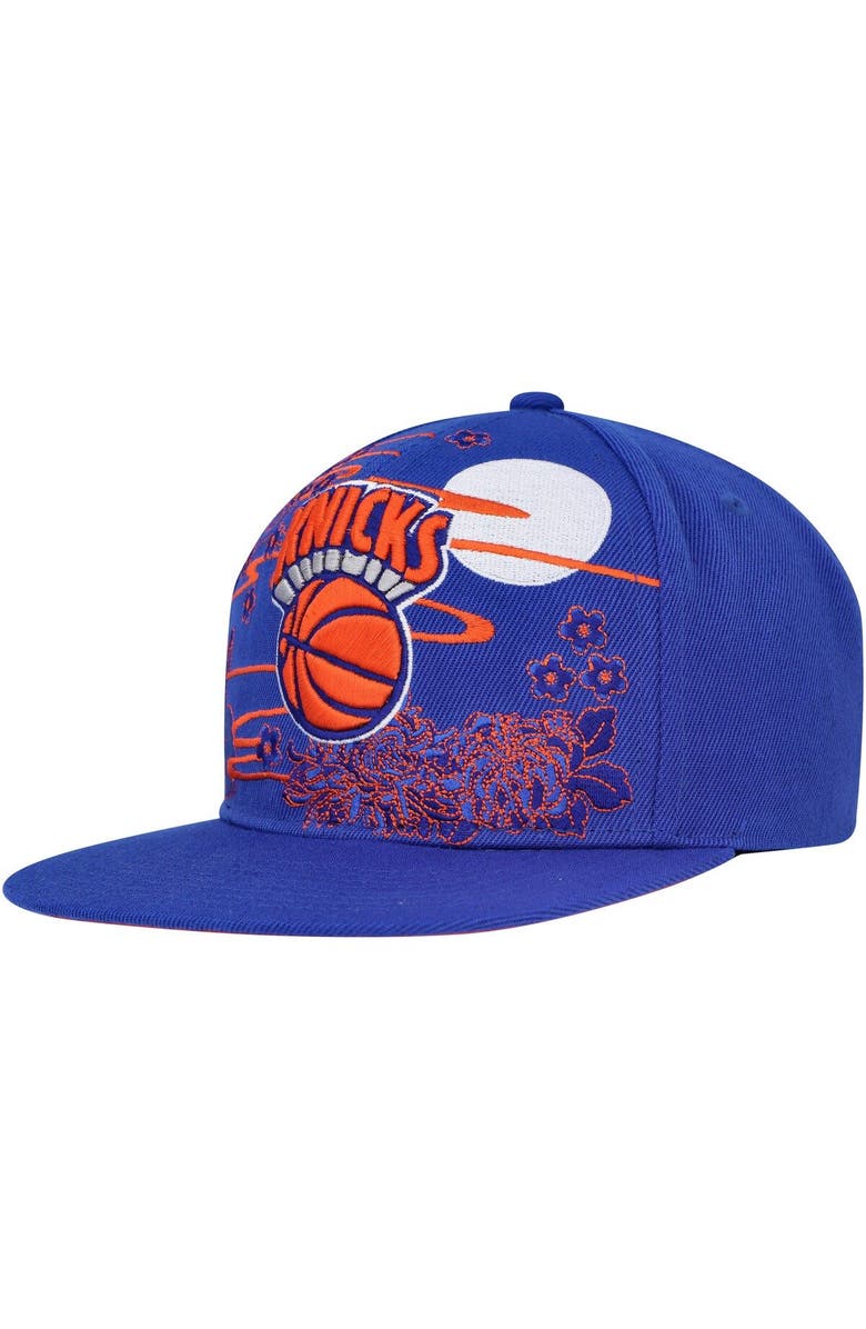 Mitchell & Ness Men's Mitchell & Ness Blue New York Knicks Hardwood Classics Asian Heritage Scenic Snapback Hat, Main, color, 