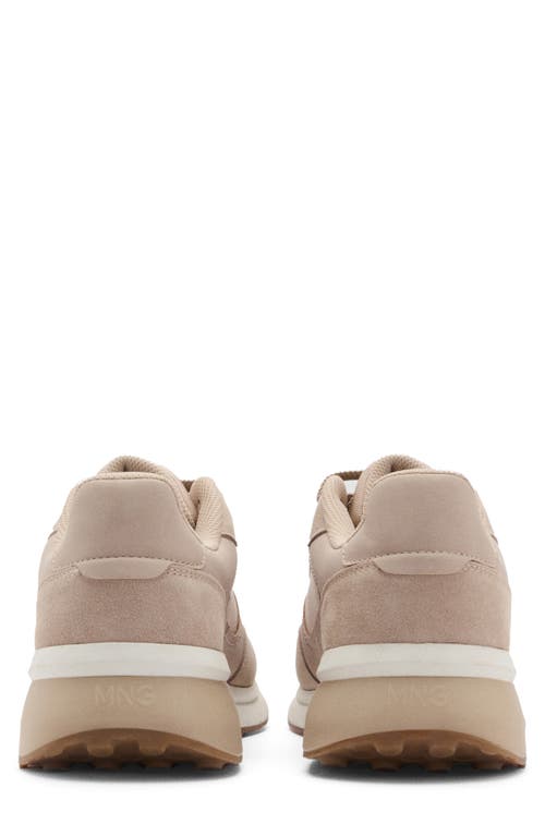 Mango Leather Mixed Sneaker In Beige