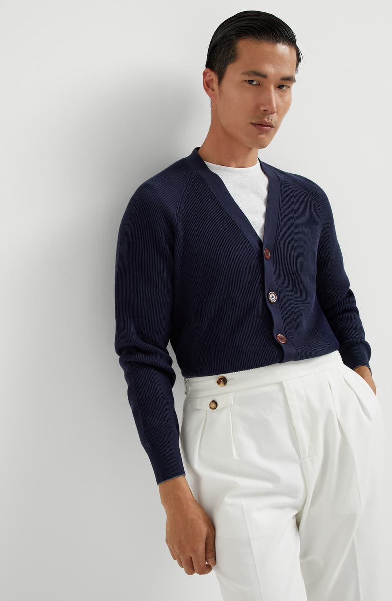Brunello Cucinelli English Rib knit cardigan, Alternate, color,