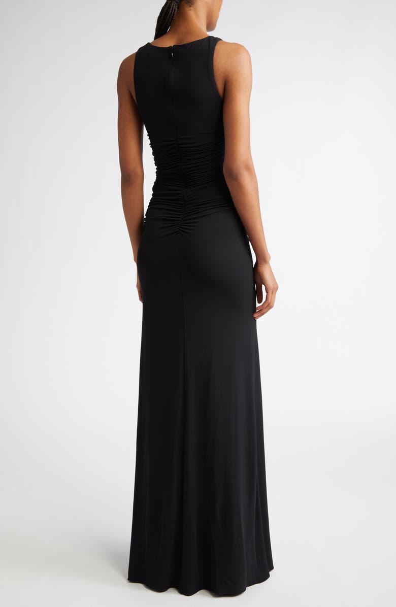 Michael Kors Collection Ruched Jersey Sleeveless Gown, Alternate, color, Black