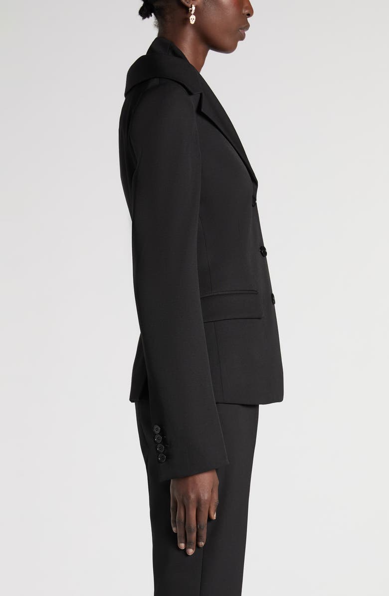 McQueen Off the Shoulder Wool Grain de Poudre Harness Jacket, Alternate, color, Black
