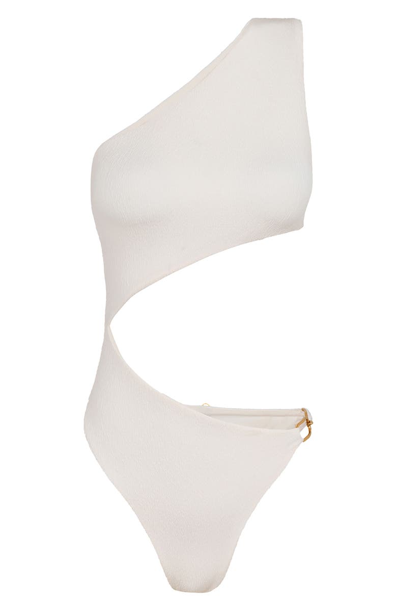 ViX Paula Hermanny Jo Marl Cutout One-Shoulder One-Piece Swimsuit, Alternate, color, White