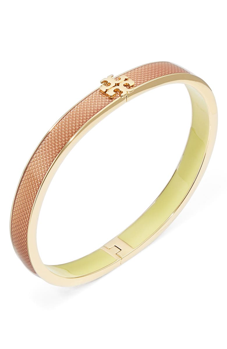 Tory Burch Guilloche Enamel Bracelet, Alternate, color, Tory Gold / Rose