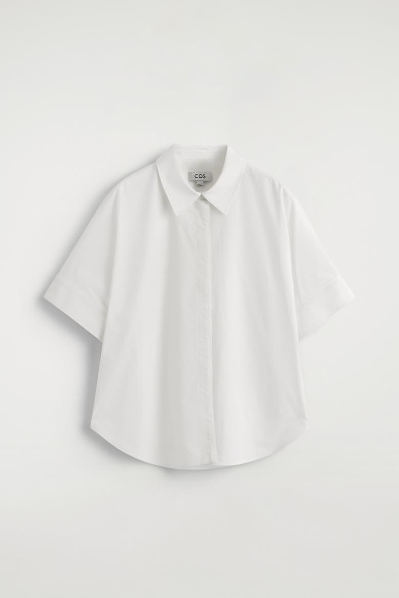 Oversized Short-sleeved Cotton Shirt, Alternate, color, WHITE