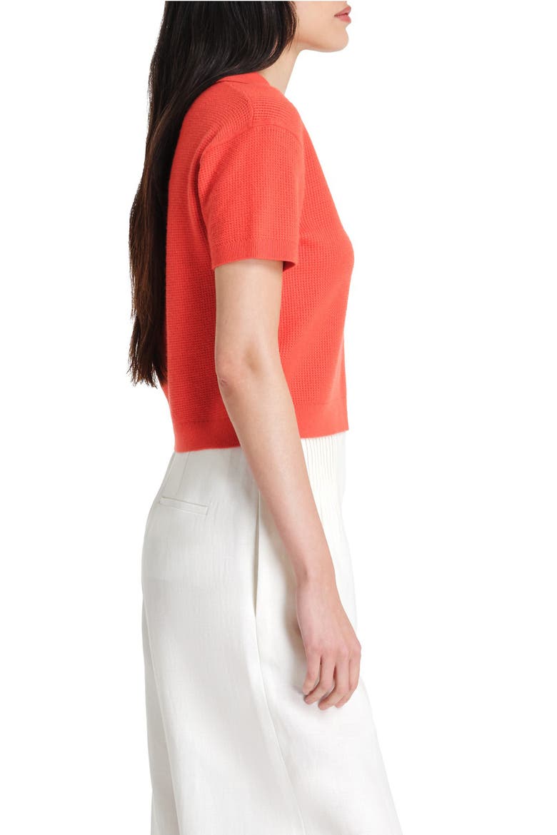 Thermal Knit Cashmere Polo Sweater, Alternate, color, TOMATO