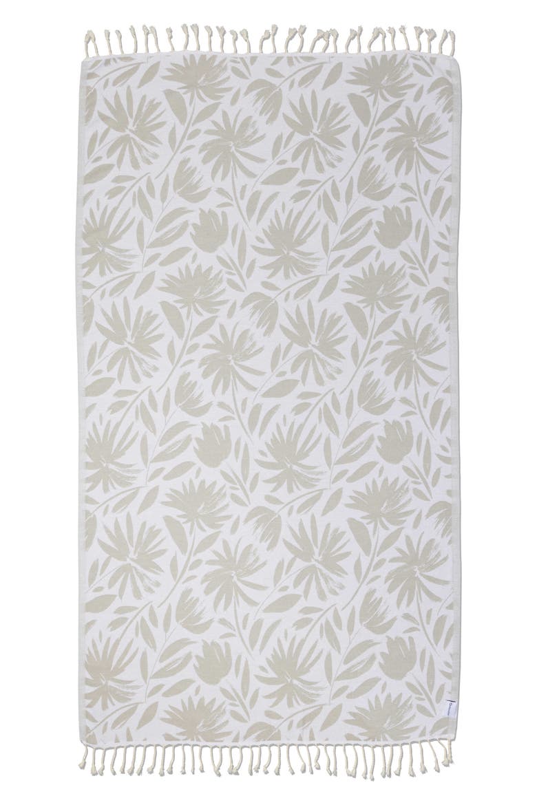 Whimsical Flower Organic Turkish Towel, Alternate, color, Grey