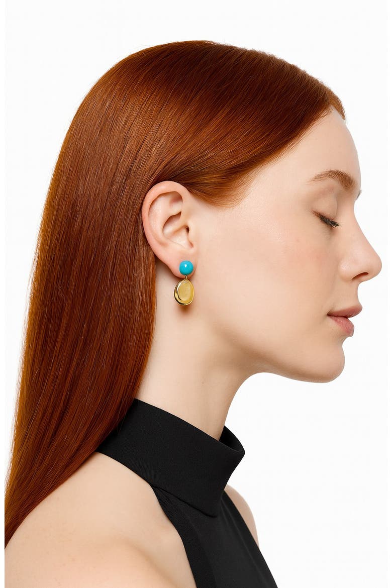 Turquoise Drop Earrings, Alternate, color, GOLD