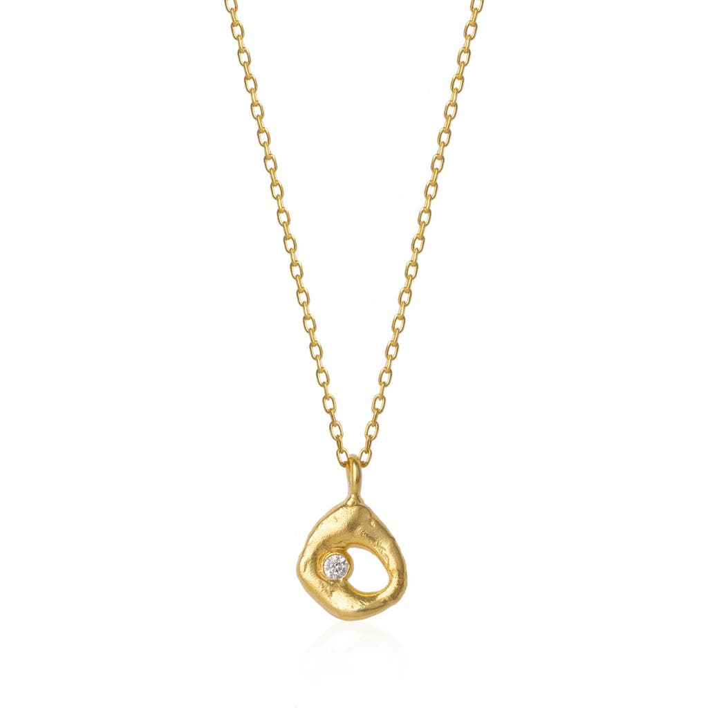 Spero London Dripping Molten Natural Textured Sterling Silver Authentic Pendant Necklace In Gold