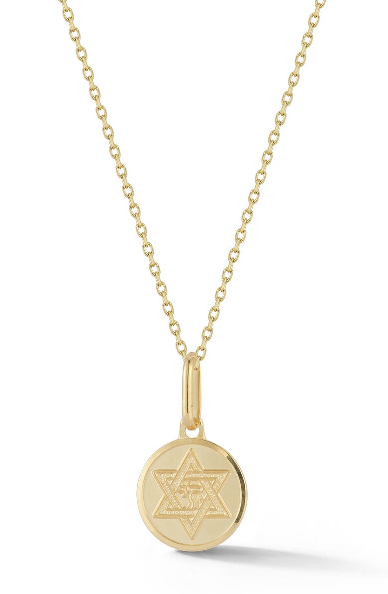 Ember Fine Jewelry 14K Yellow Gold Small Star of David Medallion Pendant Necklace, Main, color, Gold