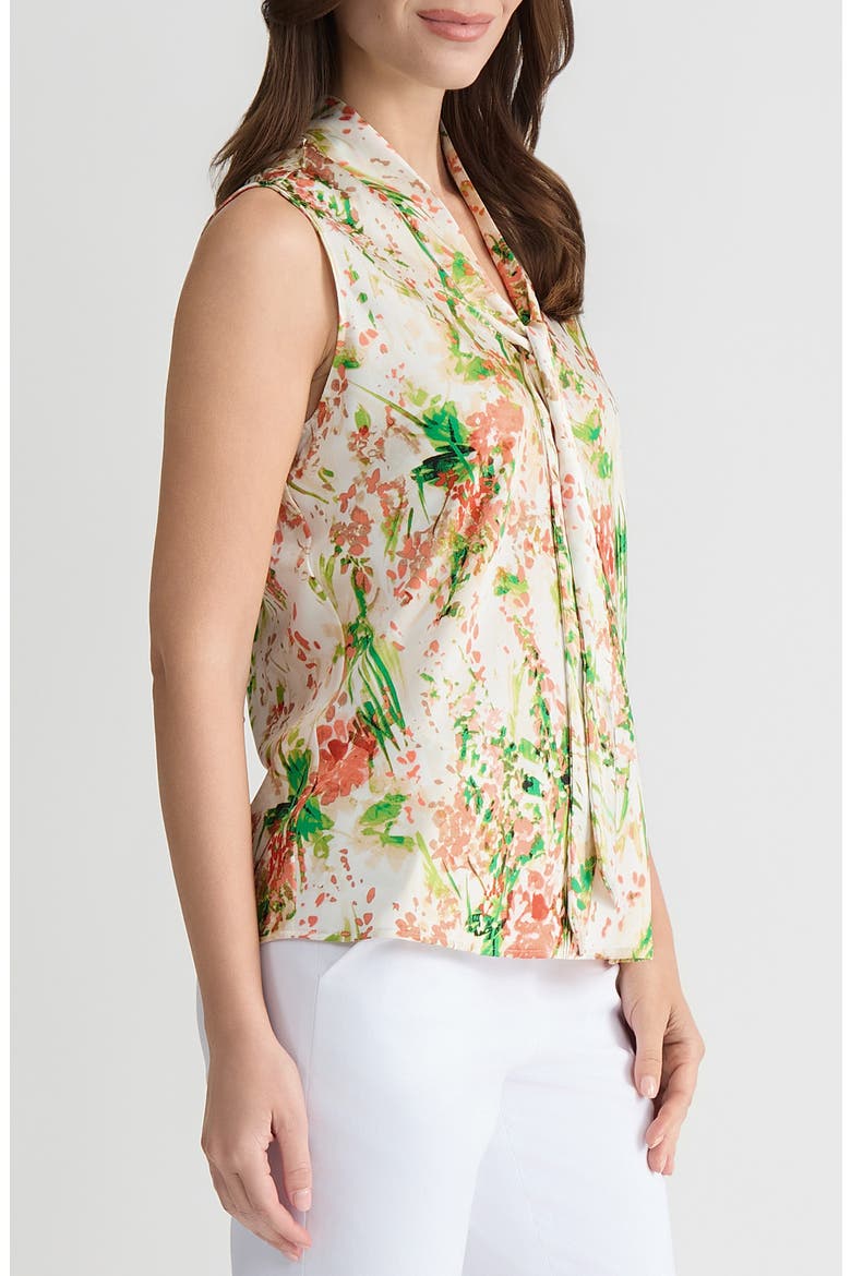 Tie Neck Sleeveless Top, Alternate, color, VANILLA ICE MULTI