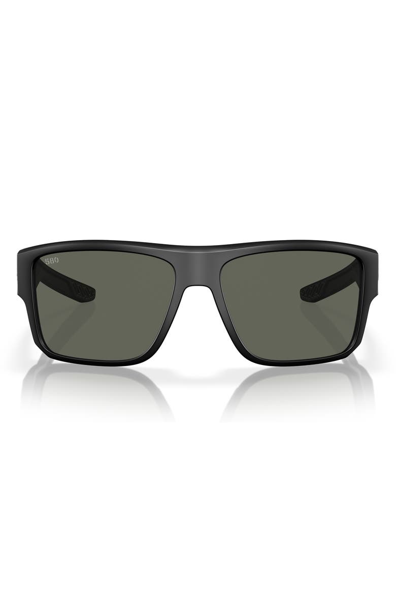 Costa Del Mar 59mm Polarized Square Sunglasses, Main, color, Matte Black/ Gray