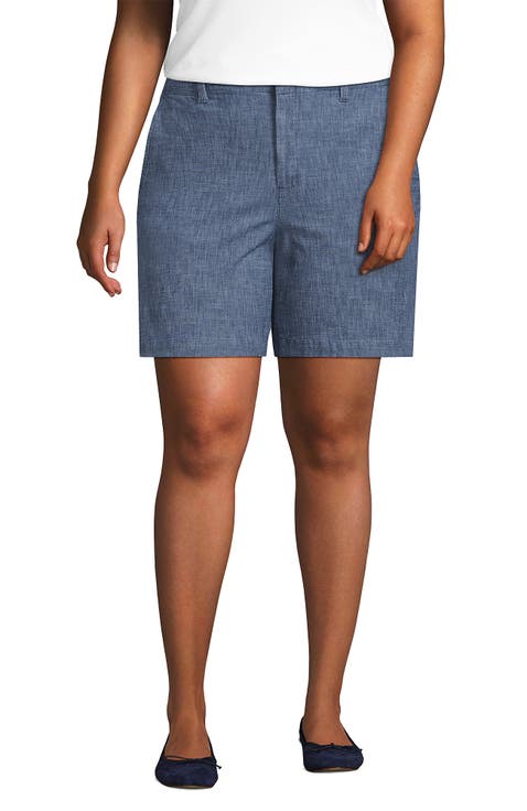 Plus Size Elastic Back Classic 7" Chino Shorts