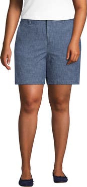 Lands' End Plus Size Elastic Back Classic 7" Chino Shorts