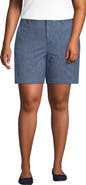 Lands' End Plus Size Elastic Back Classic 7" Chino Shorts