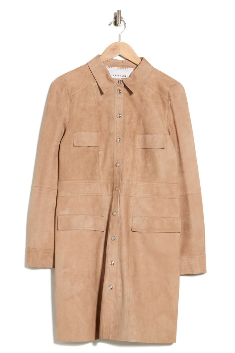 Leather Shirtdress, Main, color, HAZELNUT