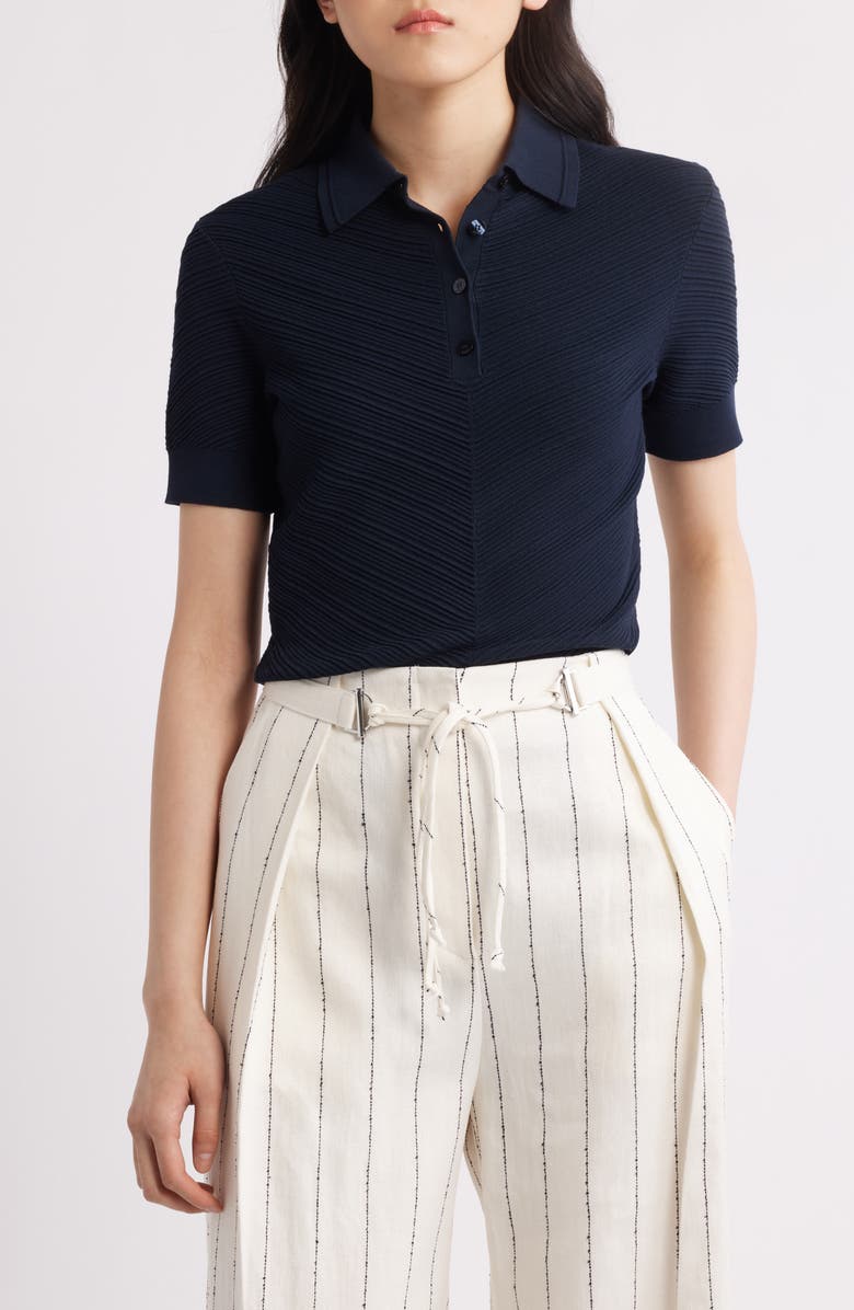 BOSS Fointa Chevron Rib Polo, Main, color, Sky Captain