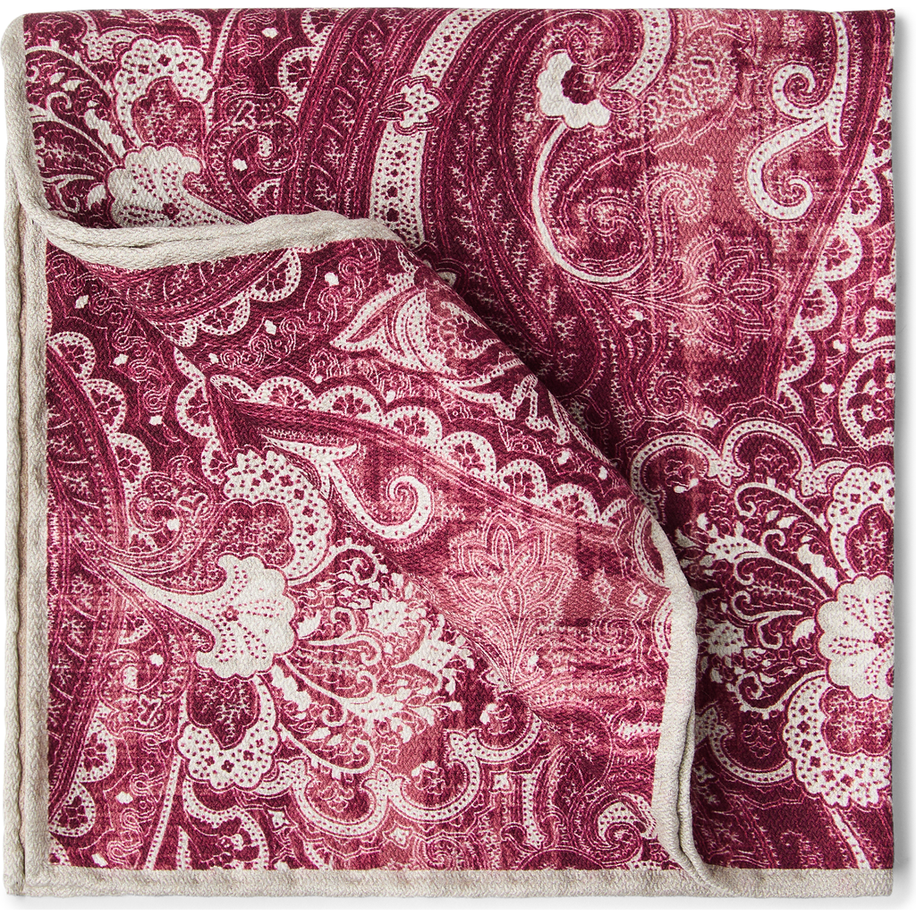 Brunello Cucinelli Double-faced Silk Paisley Pocket Square In Red