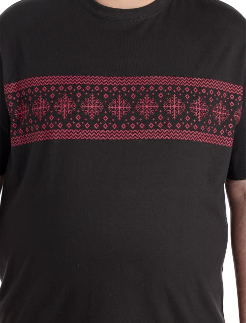 Harbor Bay By Dxl Fair Isle Moisture-wicking T-shirt In Caviar