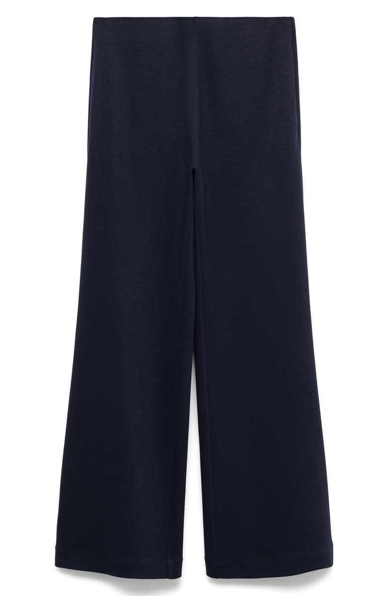 MANGO Cotton Blend Pull-On Wide Leg Pants, Alternate, color, Navy