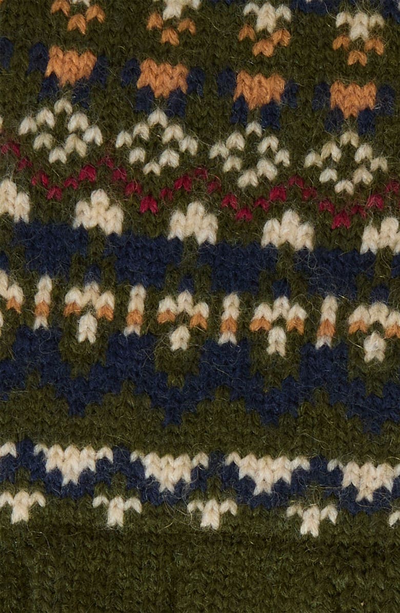Barbour Marlow Fair Isle Wool-Blend Knit Gloves, Alternate, color, Olive