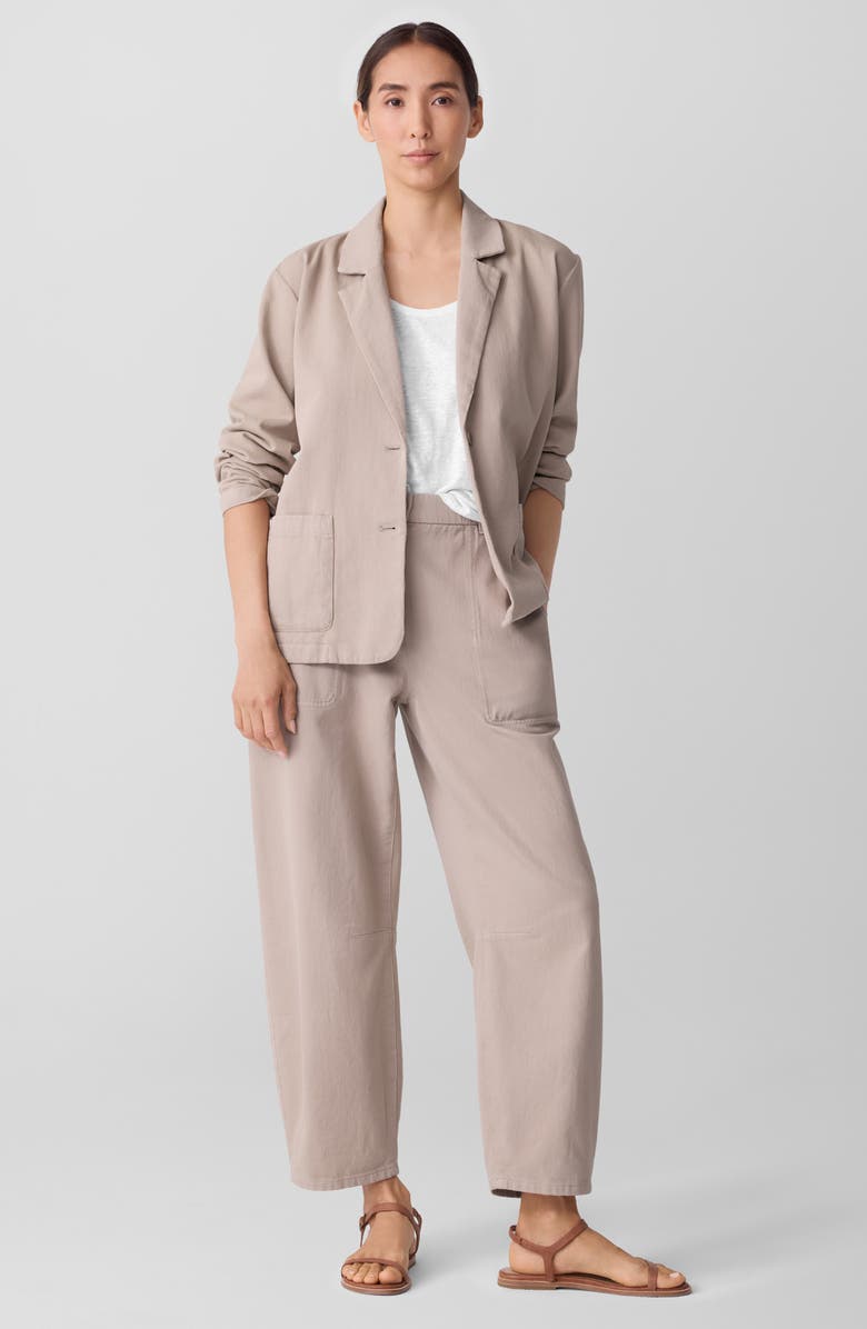 Eileen Fisher Organic Cotton Ankle Barrel Leg Pants, Alternate, color, Wheat