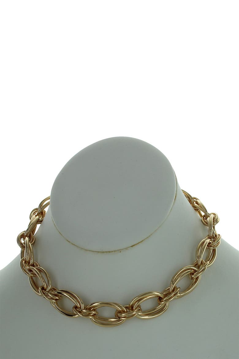 Della Chain Link Collar Necklace, Alternate, color, GOLD