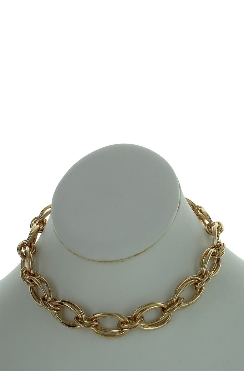 OLIVIA WELLES Della Chain Link Collar Necklace, Alternate, color, Gold