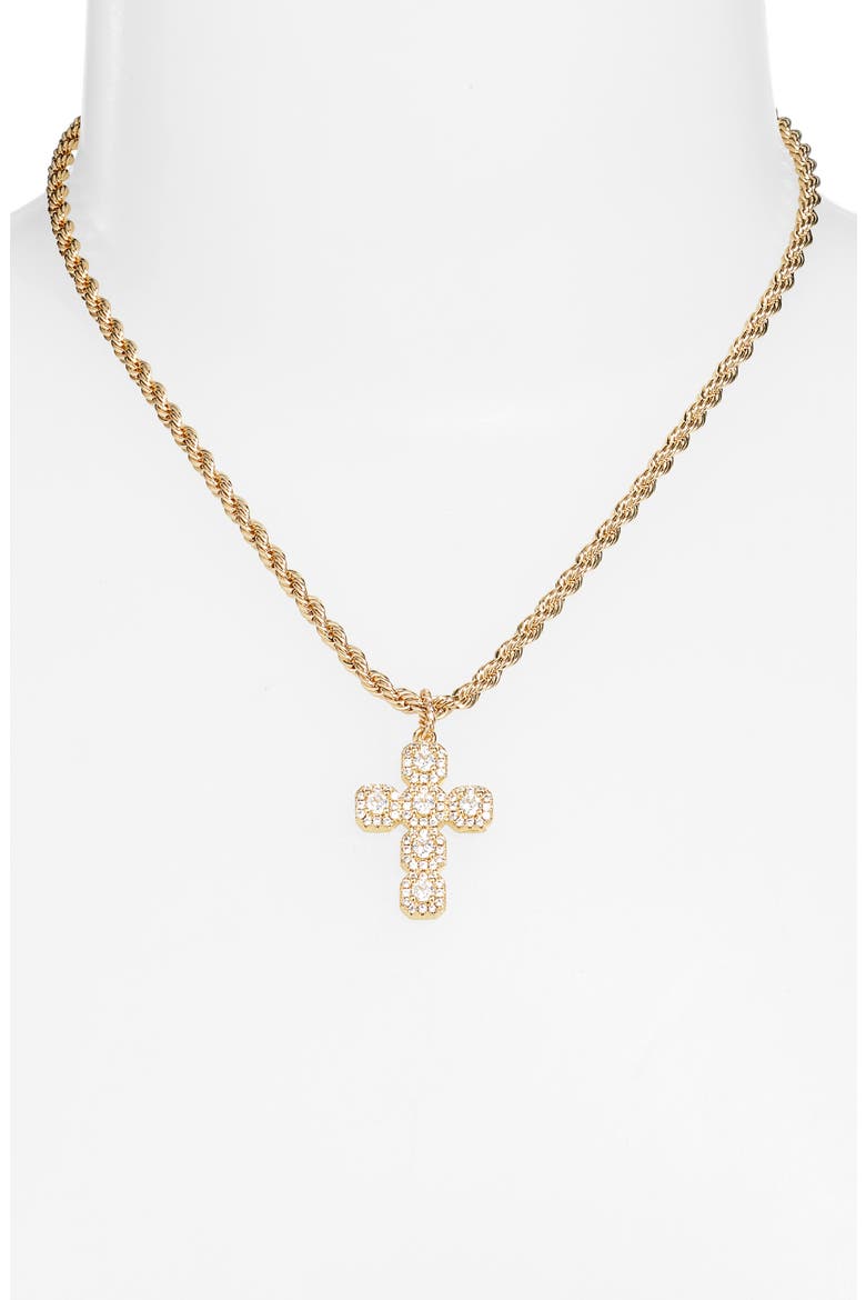 Nelli Cross Pendant Necklace, Alternate, color, GOLD