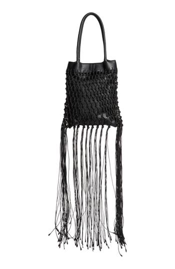 Bcbg Netted Fringe Tote Bag In Black