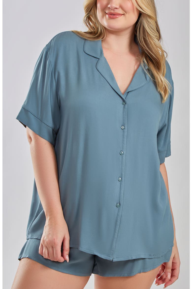 Organic Cotton and Tencel Notched Collar Pajama Set, Main, color, Blue