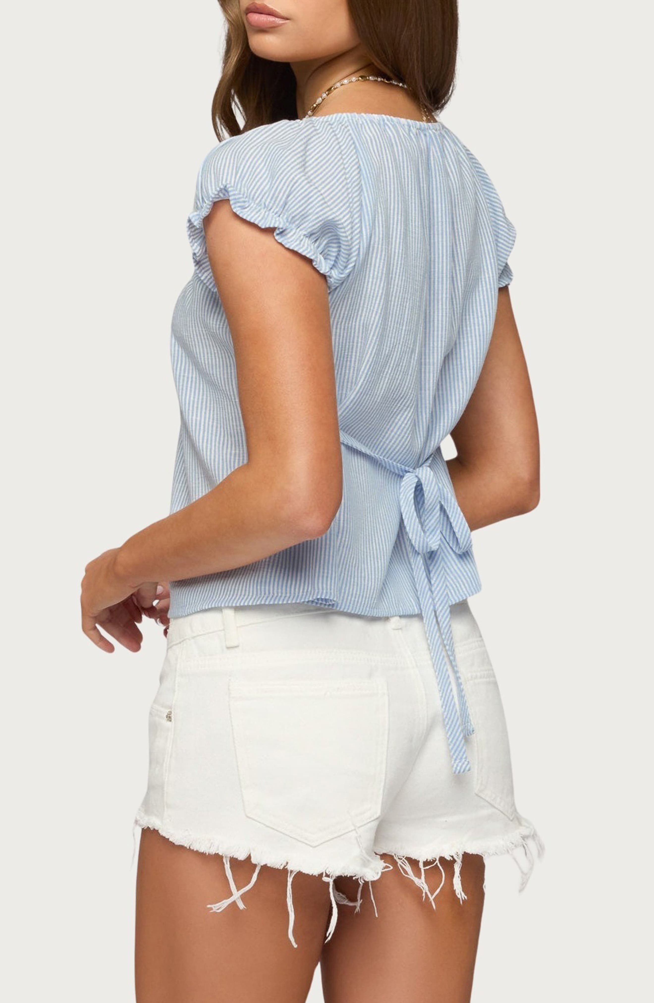 Rhory Pinstripe Puff Sleeve Top - image 2