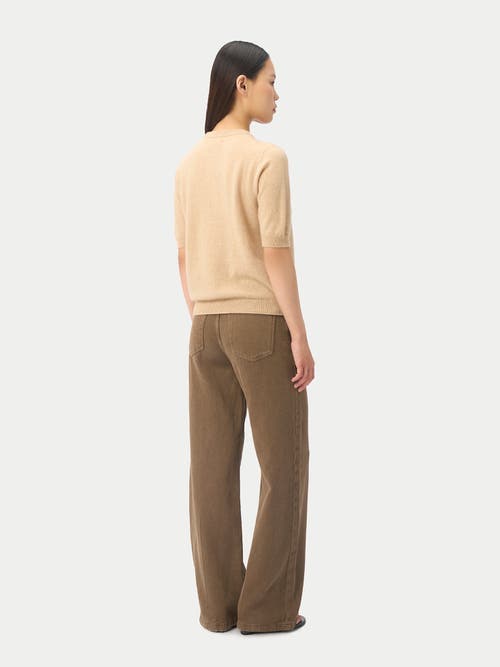 Gobi Mongolian Cashmere Elbow-length Sleeve Cashmere Sweater In Sand
