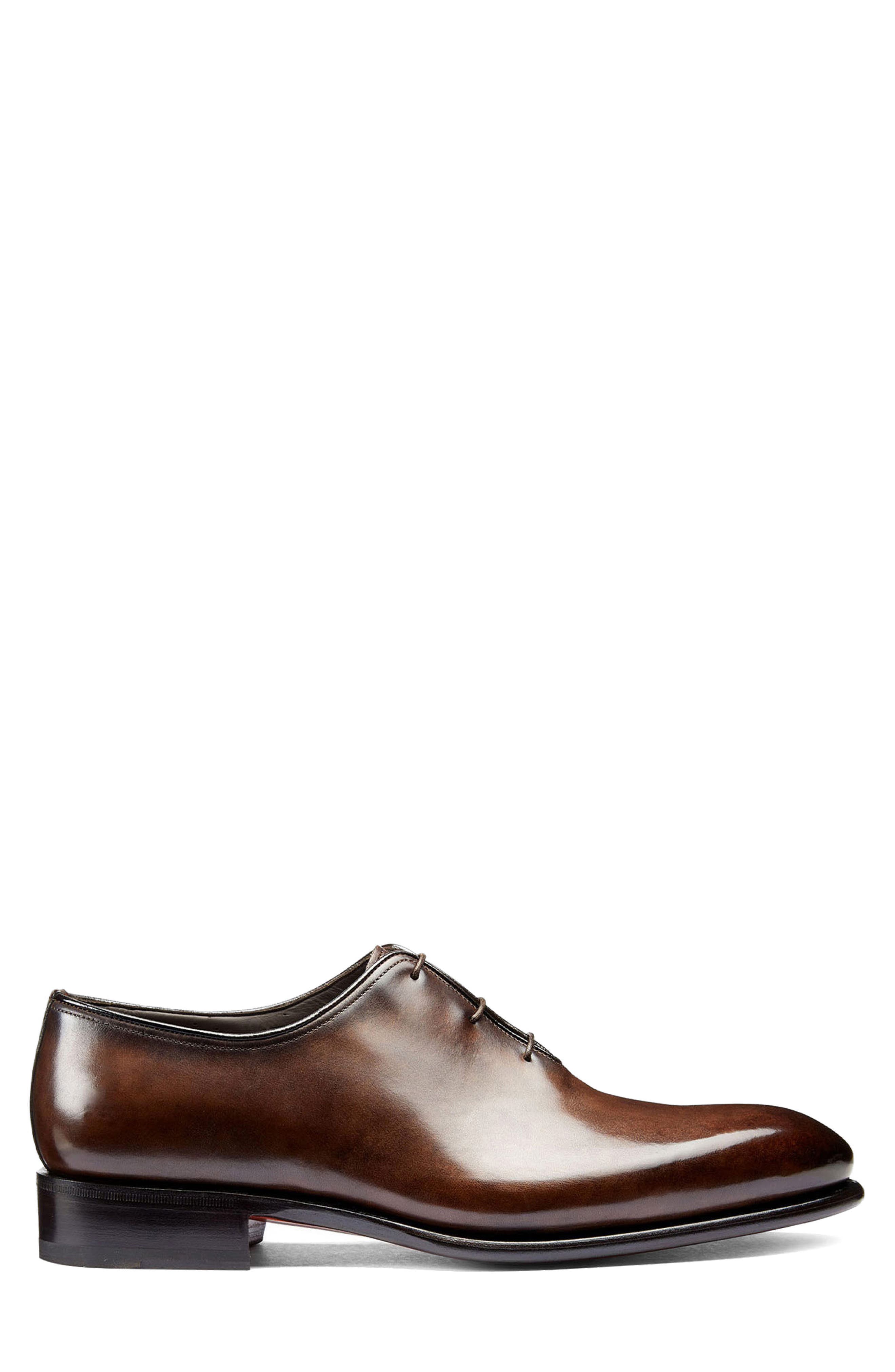 Santoni People Plain Toe Oxford, Alternate, color, Dark Brown