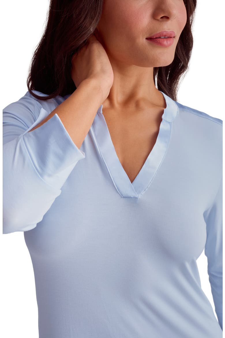 Satin Trim Three-Quarter Sleeve Nightshirt, Alternate, color, HEAVEN