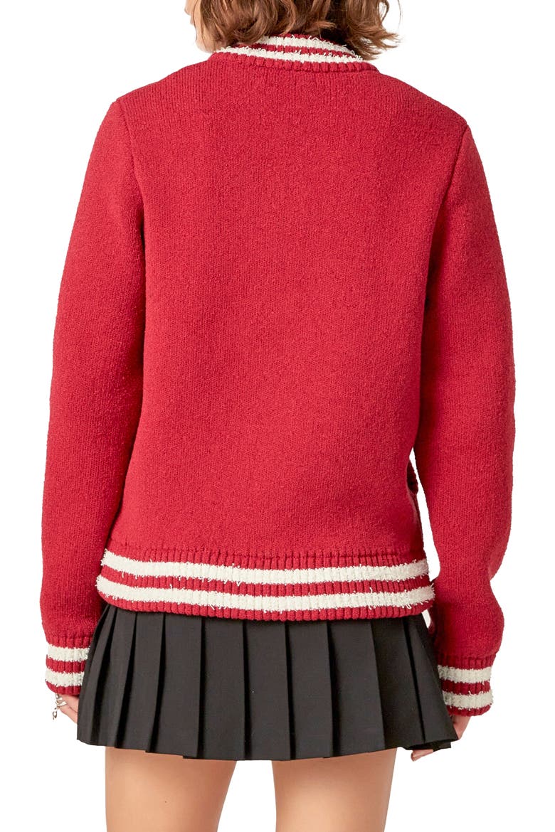 Knit Bomber Jacket, Alternate, color, BURGUNDY