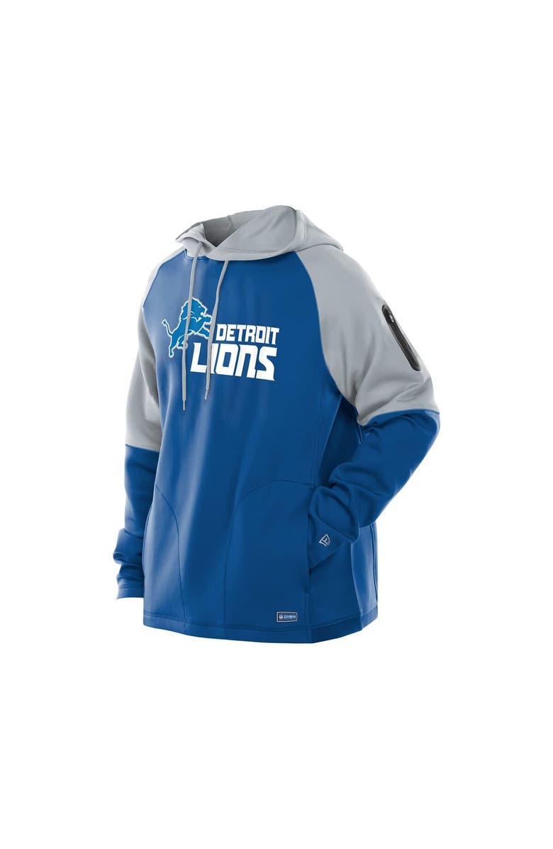 New Era Men's New Era Blue Detroit Lions Combine Authentic Color Block Raglan Pullover Hoodie, Alternate, color, Blue